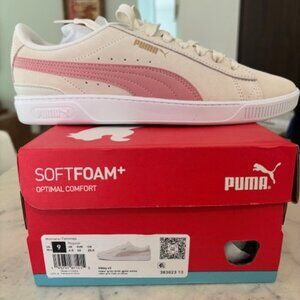 Puma Vikky V3 Womens Size 9 White w/ Pink Stripe and Gold Puma